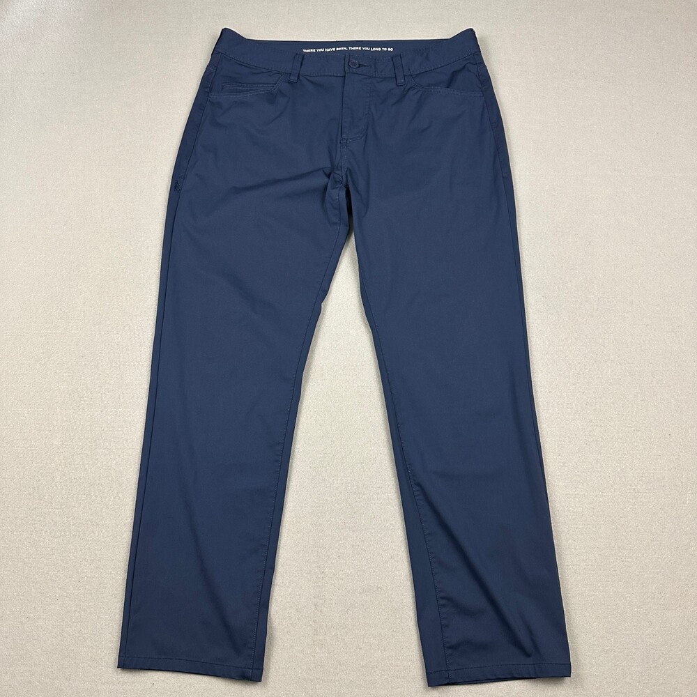 Rhone Pants Men 35 Blue Commuter Five Pocket Stretch Trousers Slim Straight